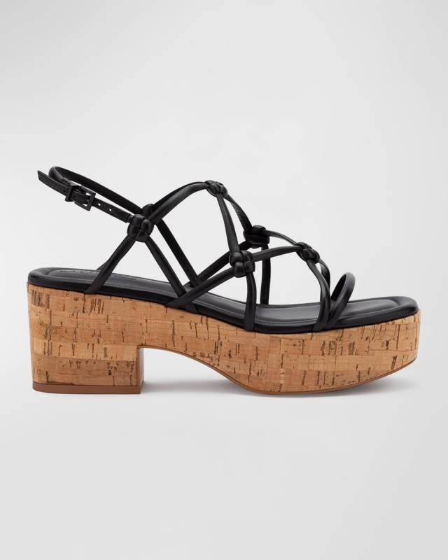 Camille Knotted Leather Platform Sandals